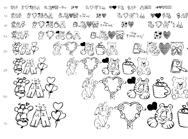 KR Valentine Dings 2002 font waterfall